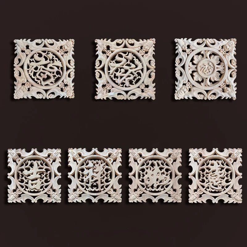 Wood Carving Onlays Appliques Decoration for Home Wood Decals for Furniture Wood Flower Crafting Wood Floral Home Decor Items