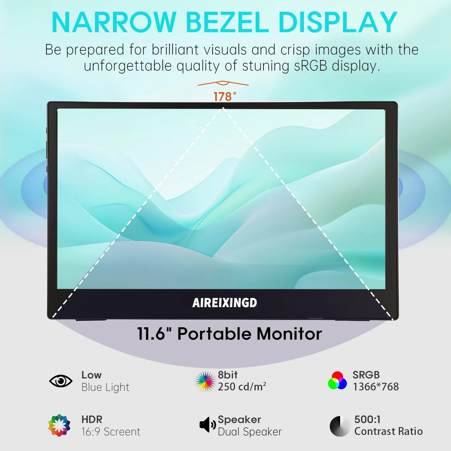 11.6 Inch Portable Monitor HDMI-Compatible Laptop second screen Gaming Extended Display For Switch/PS4/Xbox/Raspberry Pi