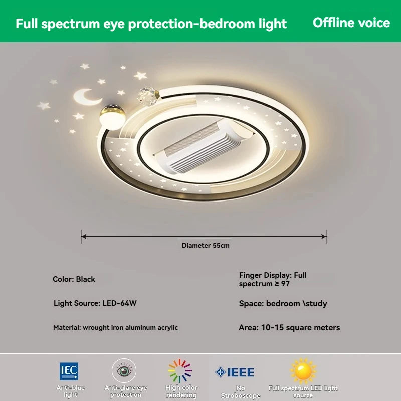 LED Ceiling Fan Light With Remote Control For Living Room Designer Invisible Bladeless  Ceiling Fan Lamp Home Decor Bedroom