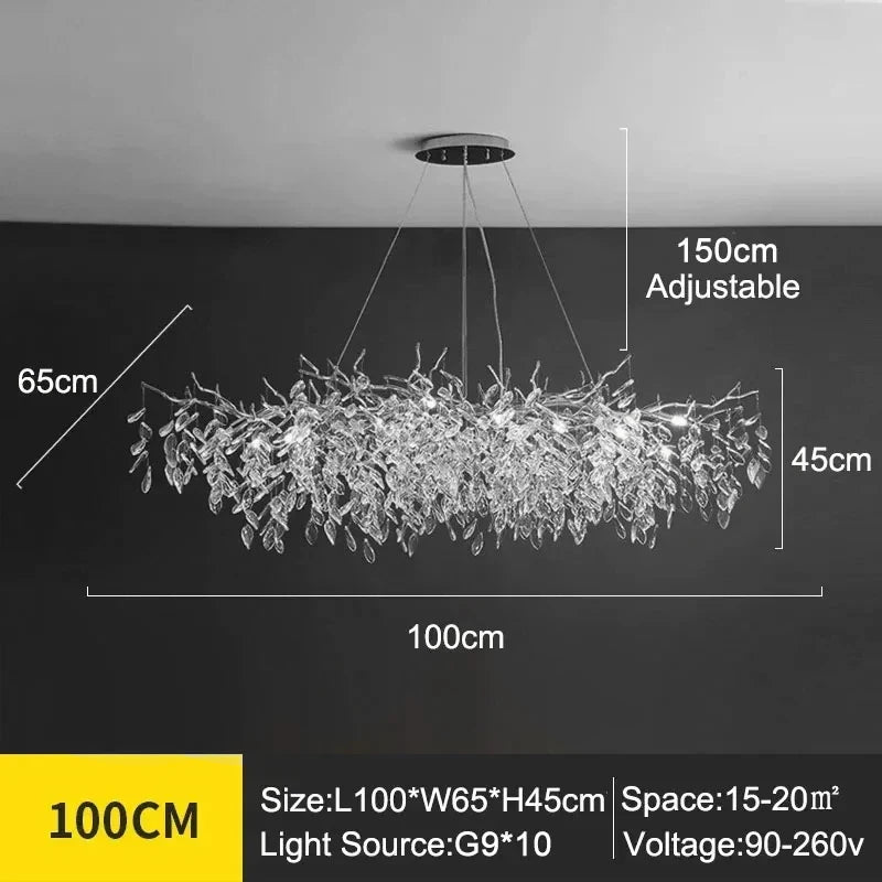 Luxury Modern Crystal Ceiling Chandelier Led Pendant Lamp Dining Living Room Bedroom Home Decor Silvery Wall Light Hanging Light