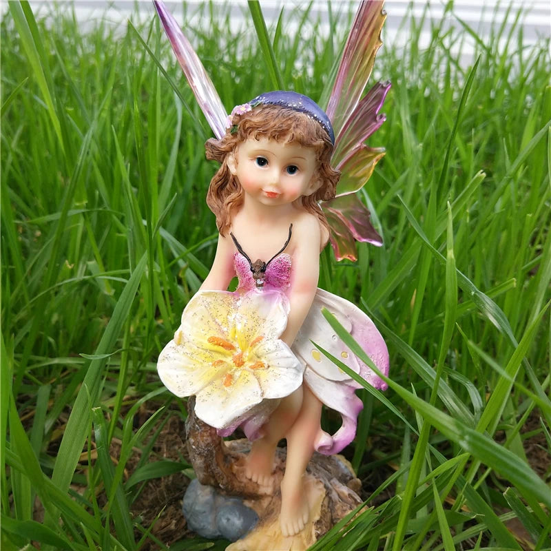 Outdoor Garden Decorative Home Decor Flower Fairy Wings Courtyard Country Ornaments Elegant Room Decorations Kawaii Figurine