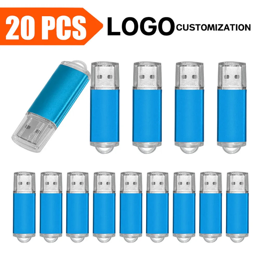 Free Custom Logo 20PCS/lot Pen Drive 8GB 4GB 2GB 1GB USB Flash Drive 16GB Flash Disk 128MB 256MB 512MB Memory Flash Disk 2.0