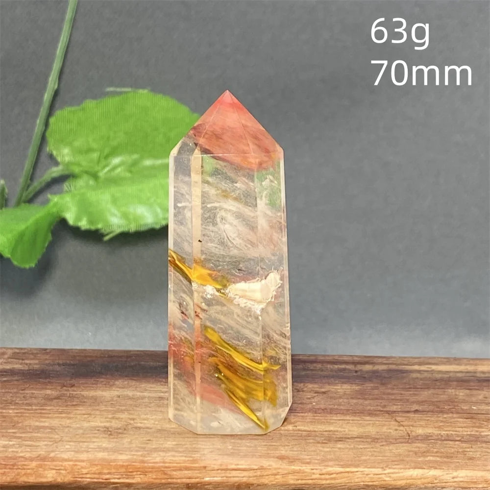 1PC Natural Tiger Skin Smelted Stone Crystal Tower Yellow Stripe Pyramid Obelisk Home Decor Gift