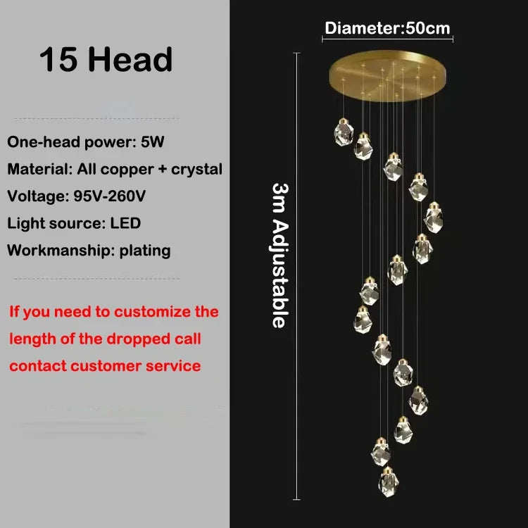 Modern Hall LED Chandeliers Luxury Villa Staircase Crystal Chandeliers Attic Hotel Lighting Fixtures Home Decor Chandeli