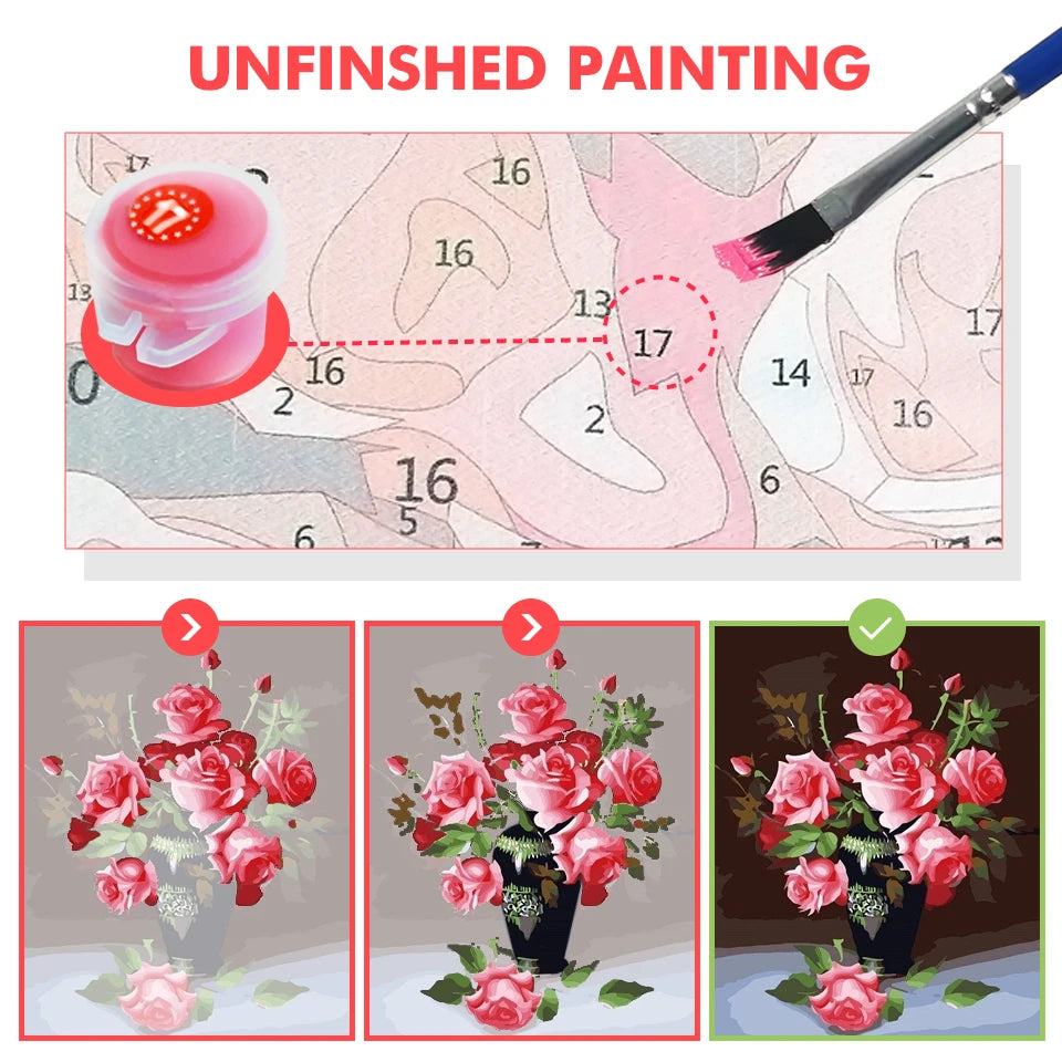 HUACAN Diy Oil Painting By Numbers Flowers HandPainted Drawing Canvas Kits DIY Home Decor Gift Pictures