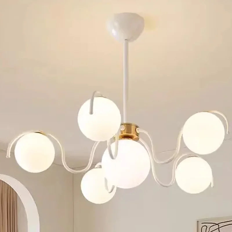 Modern Creative LED Ceiling Chandelier Lamp Design Round Glass Suspension Pendant Light Home Decor Items for Living Room Bedroom