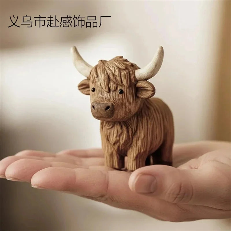 Highland Cow Statue Rustic Sculpture Table Centerpiece For Home Decor For Animal Lovers Christmas Birthday Gift