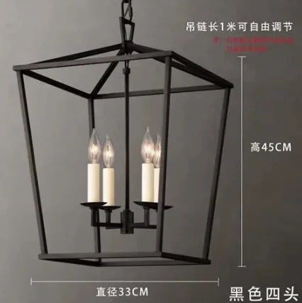 American Vintage Birdcage Candle LED Wall Pendant Lights Modern Iron Hanging Lamps Design Bedroom Dinning Chandelier Home Decor