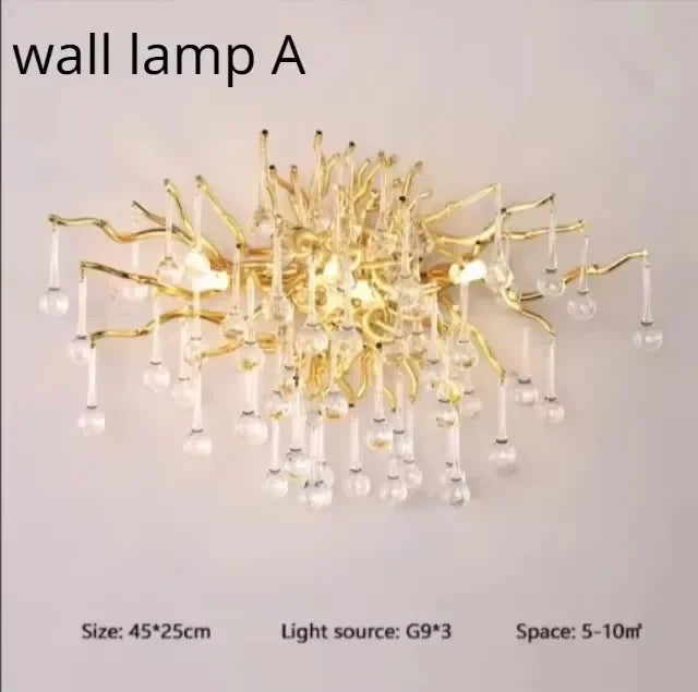 Luxury Gold Crystal Chandelier Modern Gold Ceiling Light for Dining Room Living Room Lobby Kitchen Home Decor