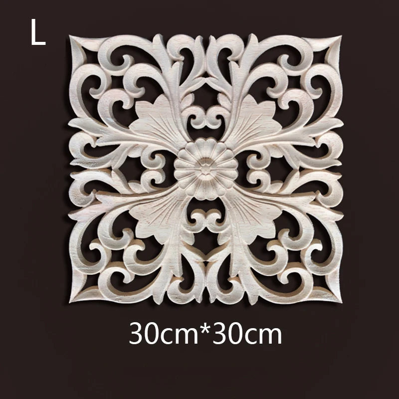 Wood Carving Onlays Appliques Decoration for Home Wood Decals for Furniture Wood Flower Crafting Wood Floral Home Decor Items