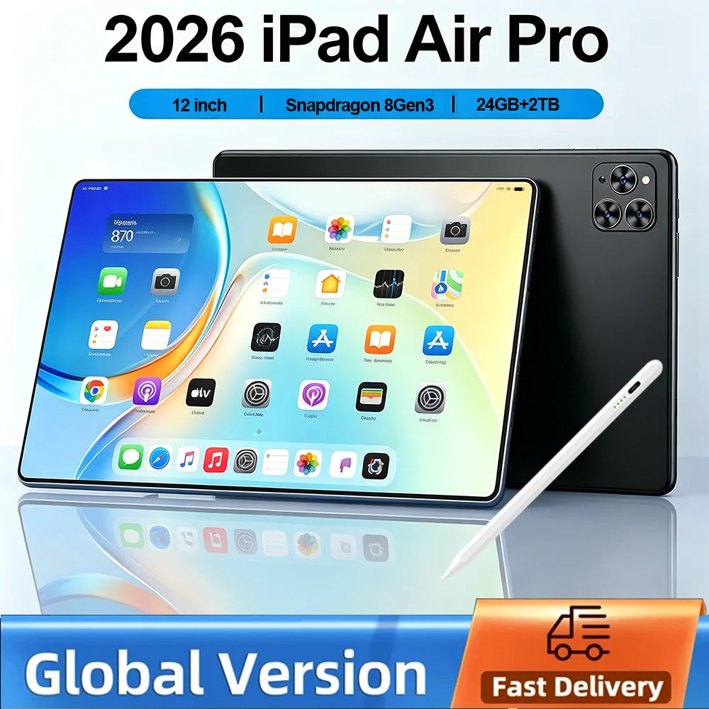 2026 Original 12inch IPad Air Pro 5G Tablet PC Snapdragon 8Gen3 Android 16 22GB 2TB 5G Dual SIM 20000mAh GPS WIFI Network Tablet