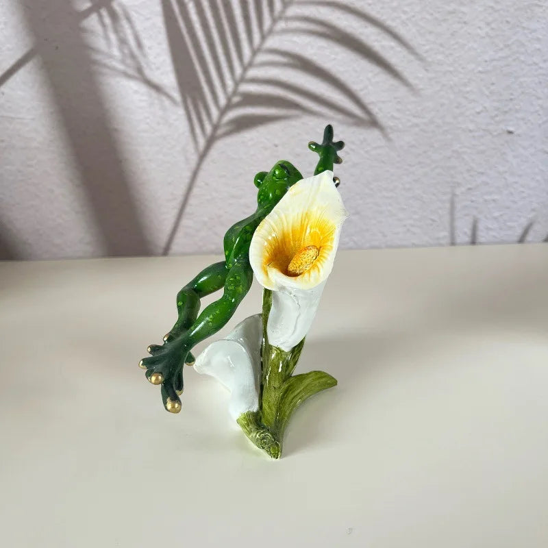 Office Desktop Creative Quirky Lonely Frog Single Birthday Gift Yoga Frog Ornament Home Decor Enchanting Slender Legs Statues