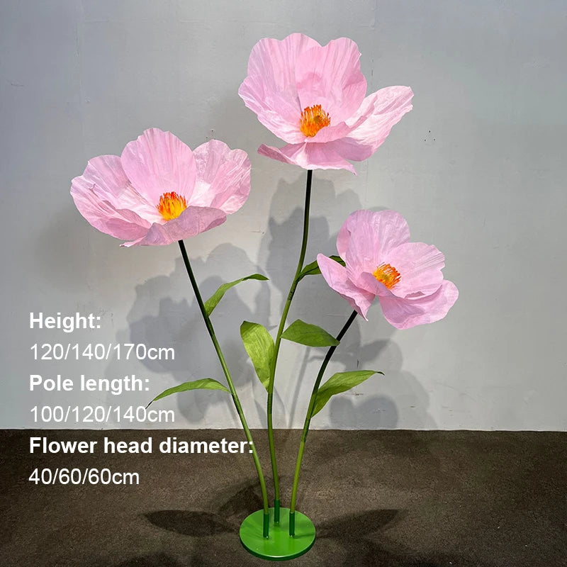 Wedding Artificial Flowers Paper Poppy Flower Wall Garden Decoration Photography Props Window Display Party Supplies Home Decor