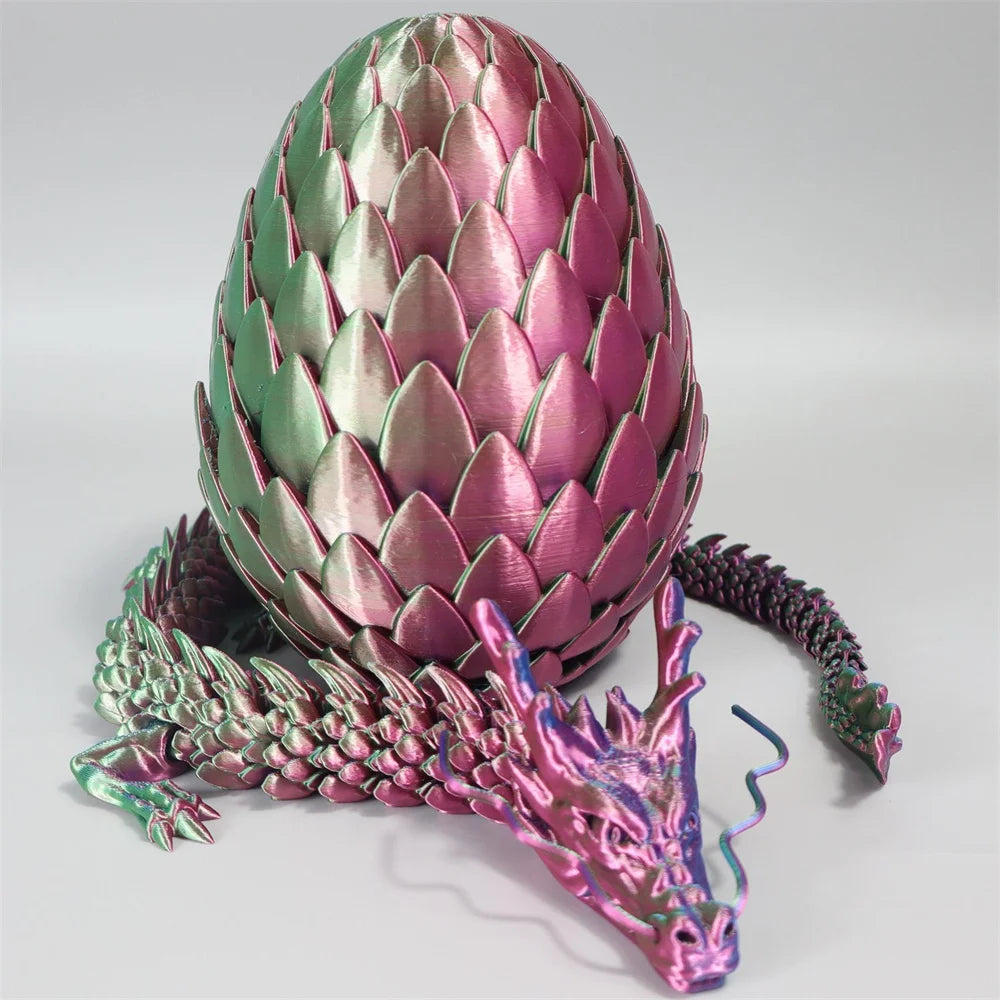 2pcs 3D Printed Huge 18cm Scaled Egg + 60cm Big Dragon, Unique Home Decor Figurines Gift for Parties,Christmas Decorations