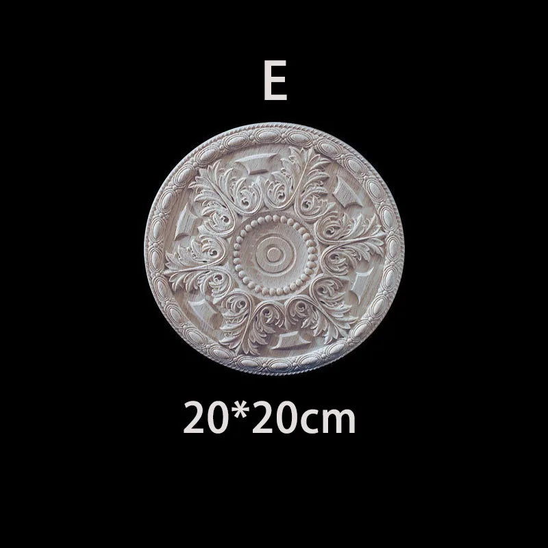 Wood Carving Onlay Applique Figurines Decor Living Room Furniture Decoration Unique Natural Floral Wood Carved Decal Home Decor