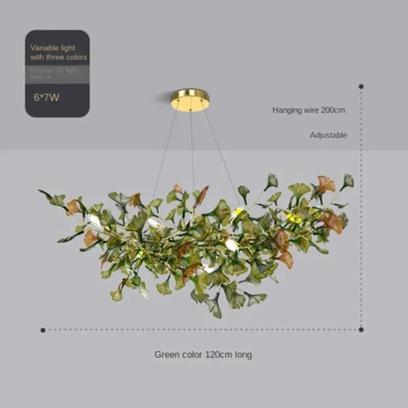 Luxury Gingko Leaf Chandelier - Modern Glass Branch Pendant Lamp for Villa Living Room, Staircase & Duplex Home Decor