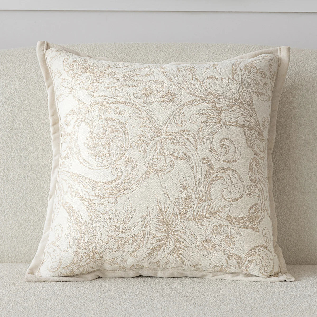 French Cream Style Pillow Covers Decorative Ins Plant Jacquard Cushion Cover 45*45 Home Decor Living Room Decoration Pillowcases
