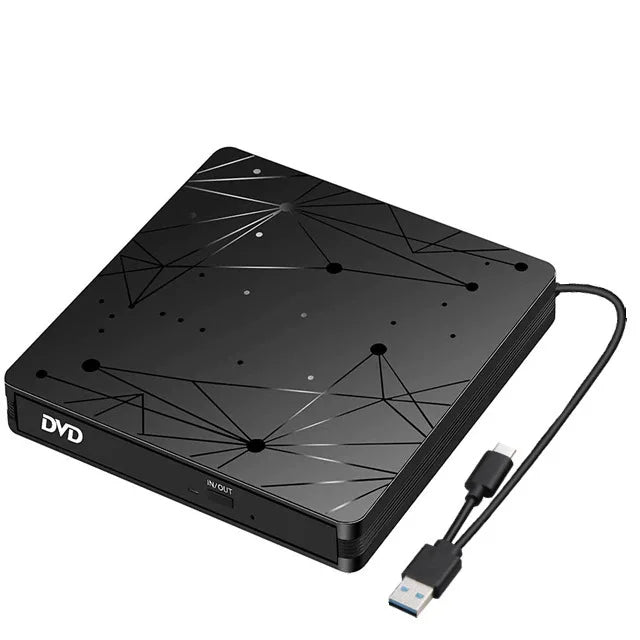 USB3.0 Type-C External 2-In-1 DVD Burner RW CD Slim Optical Drives Reader Player Writer Portable CD-ROM DVD-RW for Laptop PC