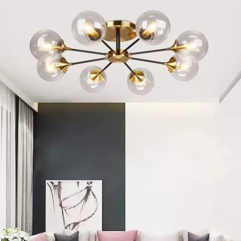 LED Ceiling Lamp Restaurant Bubble Glass Flower LED Ceiling Pendant Light Stylish Luxury Master Bedroom Ceiling Lamps Home Decor