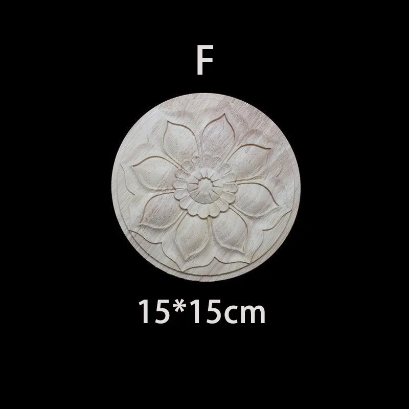 Wood Carving Onlay Applique Figurines Decor Living Room Furniture Decoration Unique Natural Floral Wood Carved Decal Home Decor
