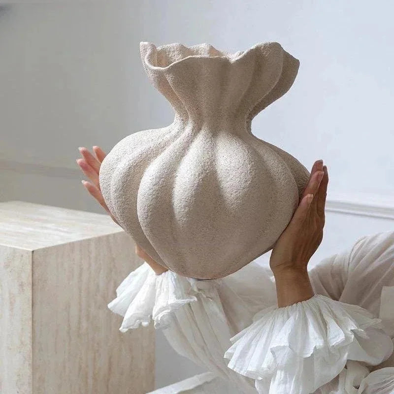 French Ceramic Vase Minimalist Floral Vessel Table Centerpiece Home Decor For Women Gift For Anniversary Birthday